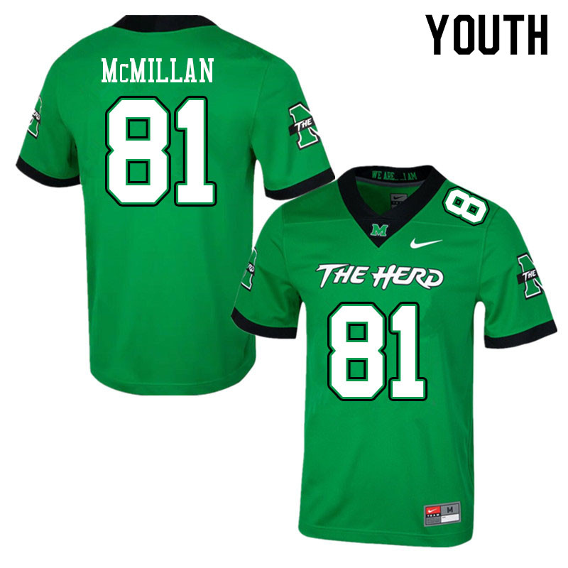 Youth #81 Caleb McMillan Marshall Thundering Herd College Football Jerseys Sale-Green